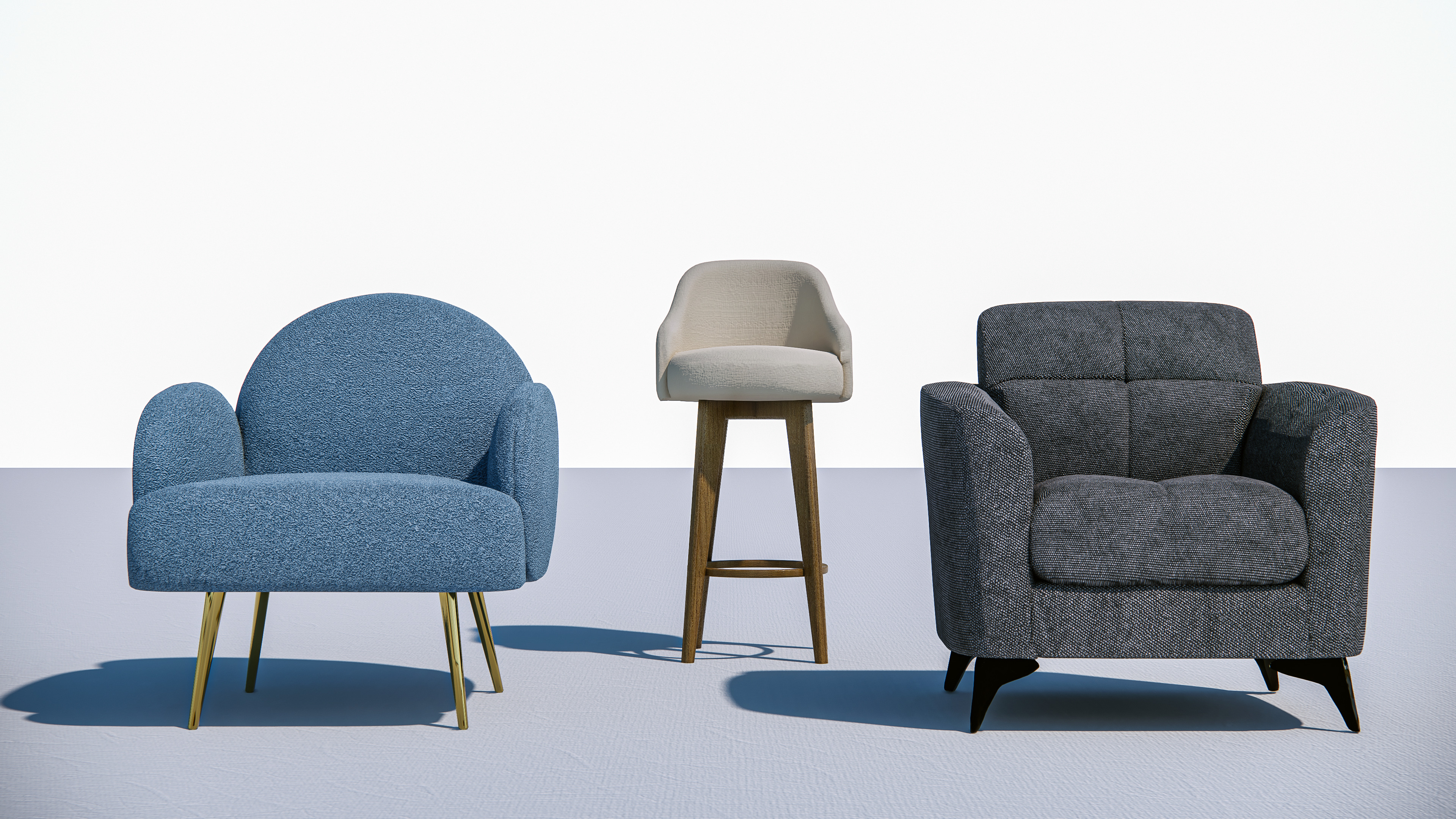 Arm chair and Sofa collection Low-poly 3D model_4