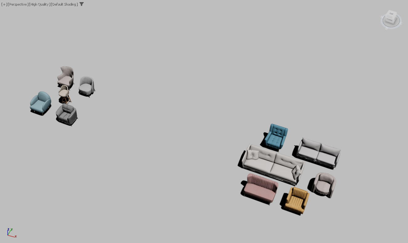 Arm chair and Sofa collection Low-poly 3D model_31