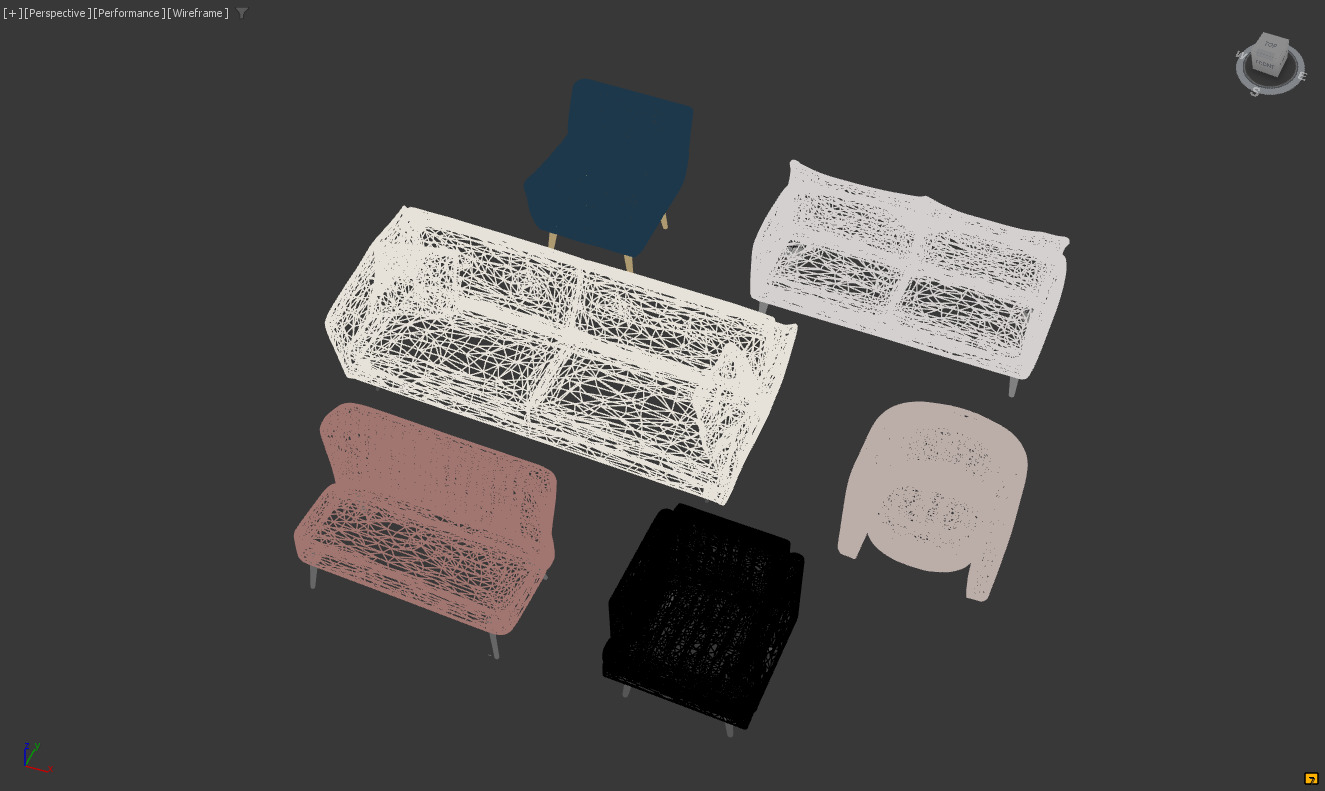 Arm chair and Sofa collection Low-poly 3D model_25