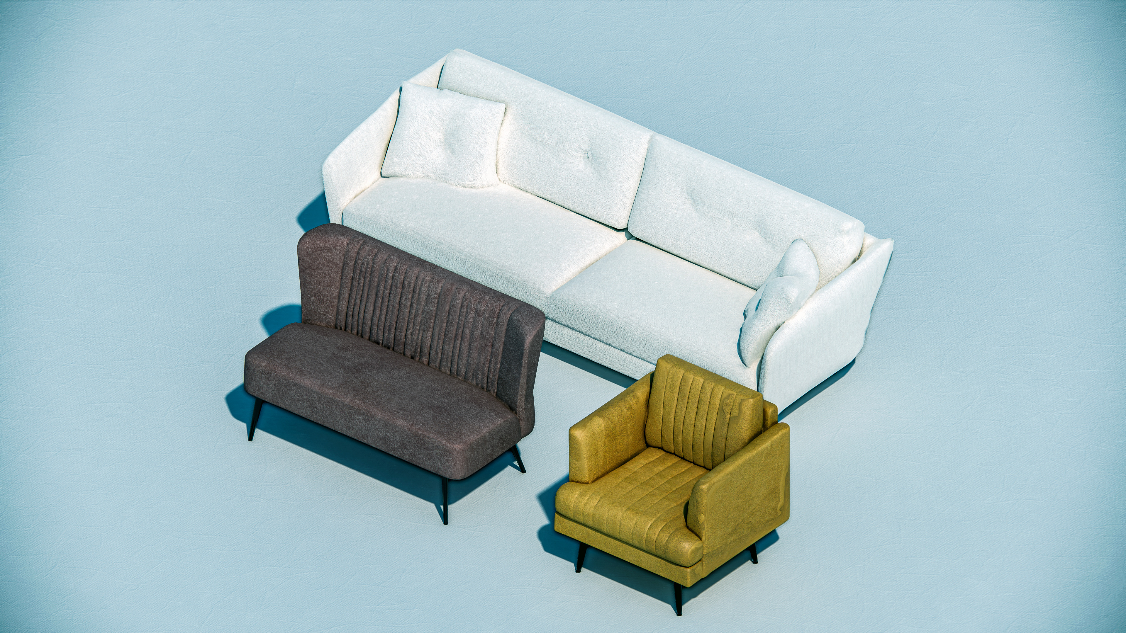 Arm chair and Sofa collection Low-poly 3D model_15