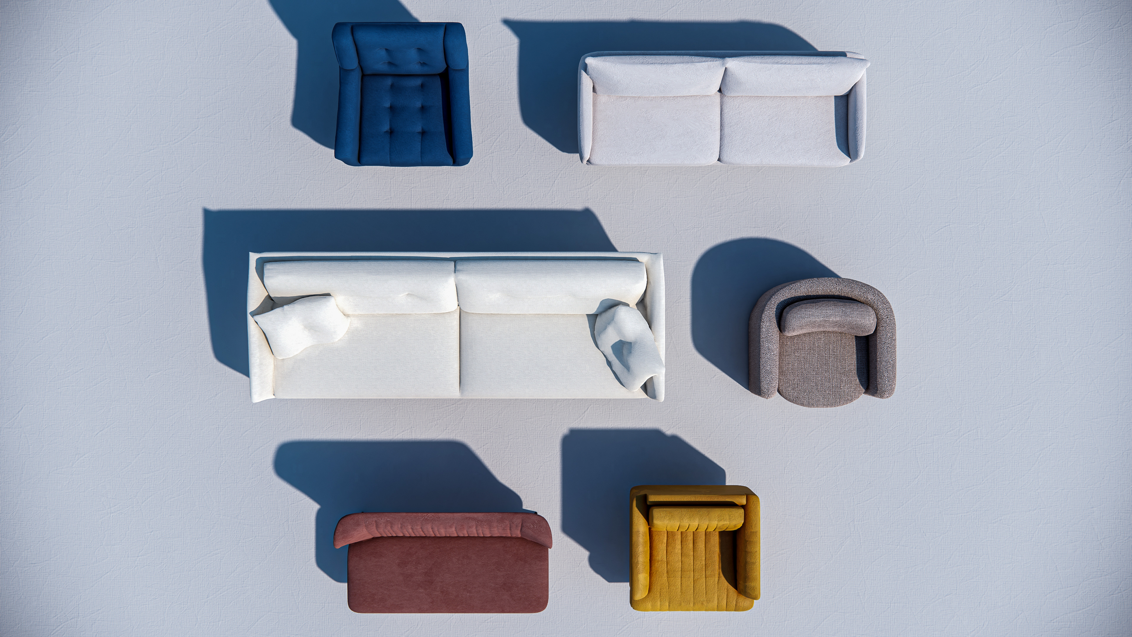 Arm chair and Sofa collection Low-poly 3D model_5