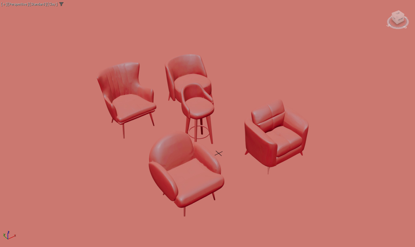 Arm chair and Sofa collection Low-poly 3D model_32