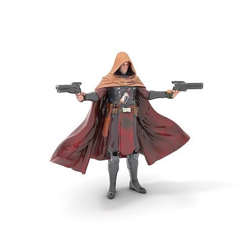 Mystic Gunslinger Rigged and Animated Character Model Low-poly 3D model