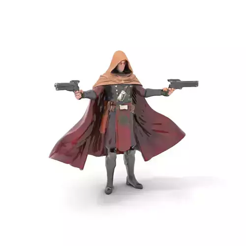 Mystic Gunslinger Rigged and Animated Character Model Low-poly 3D model