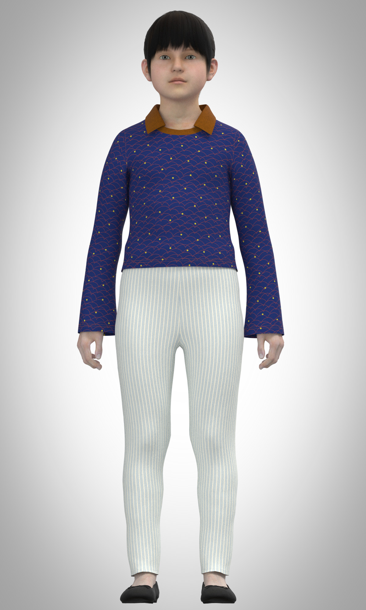 Kid girls Polo tshirt and blazer 2 sets of Model Low-poly 3D model_1