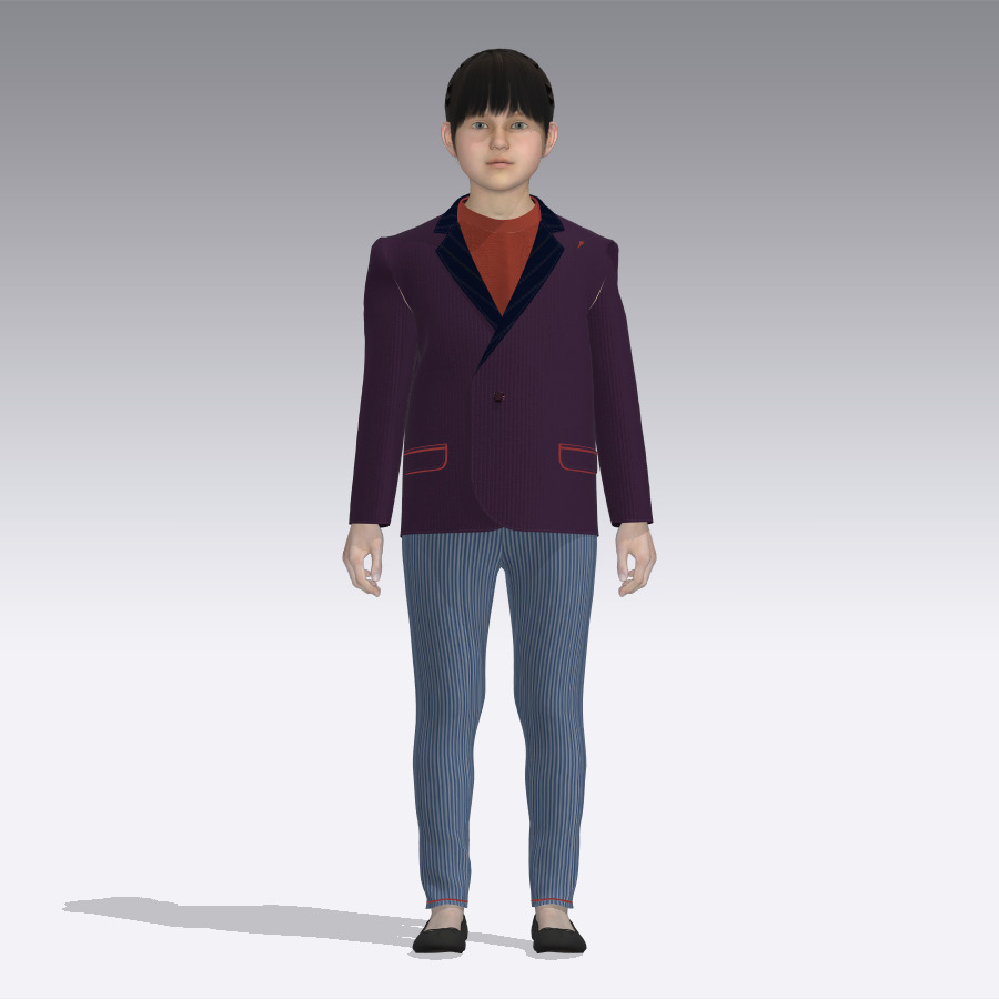 Kid girls Polo tshirt and blazer 2 sets of Model Low-poly 3D model_34