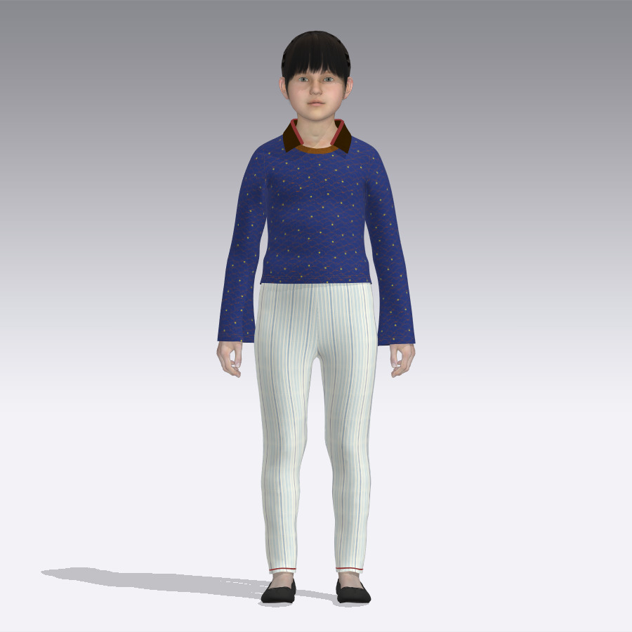 Kid girls Polo tshirt and blazer 2 sets of Model Low-poly 3D model_11