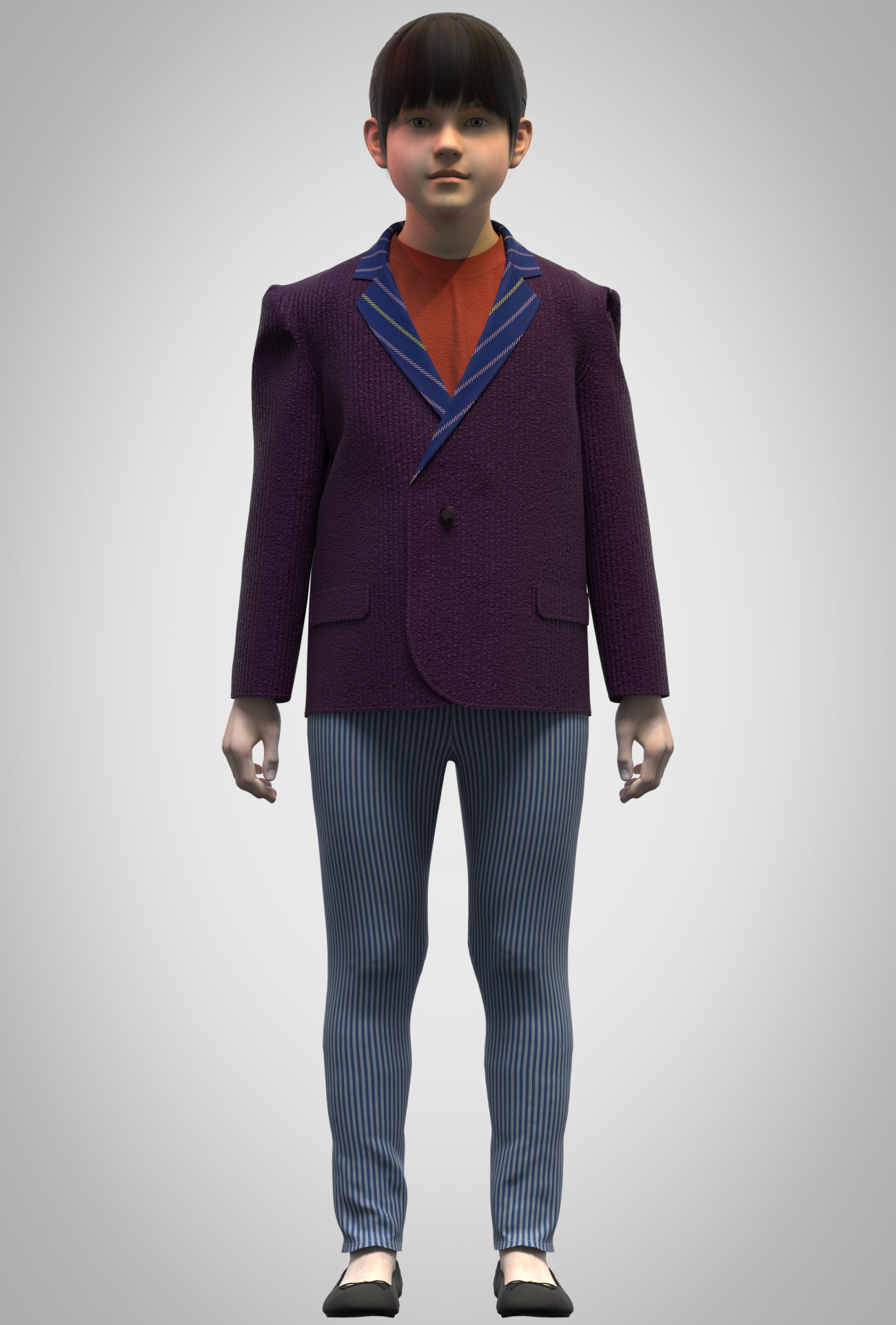 Kid girls Polo tshirt and blazer 2 sets of Model Low-poly 3D model_3