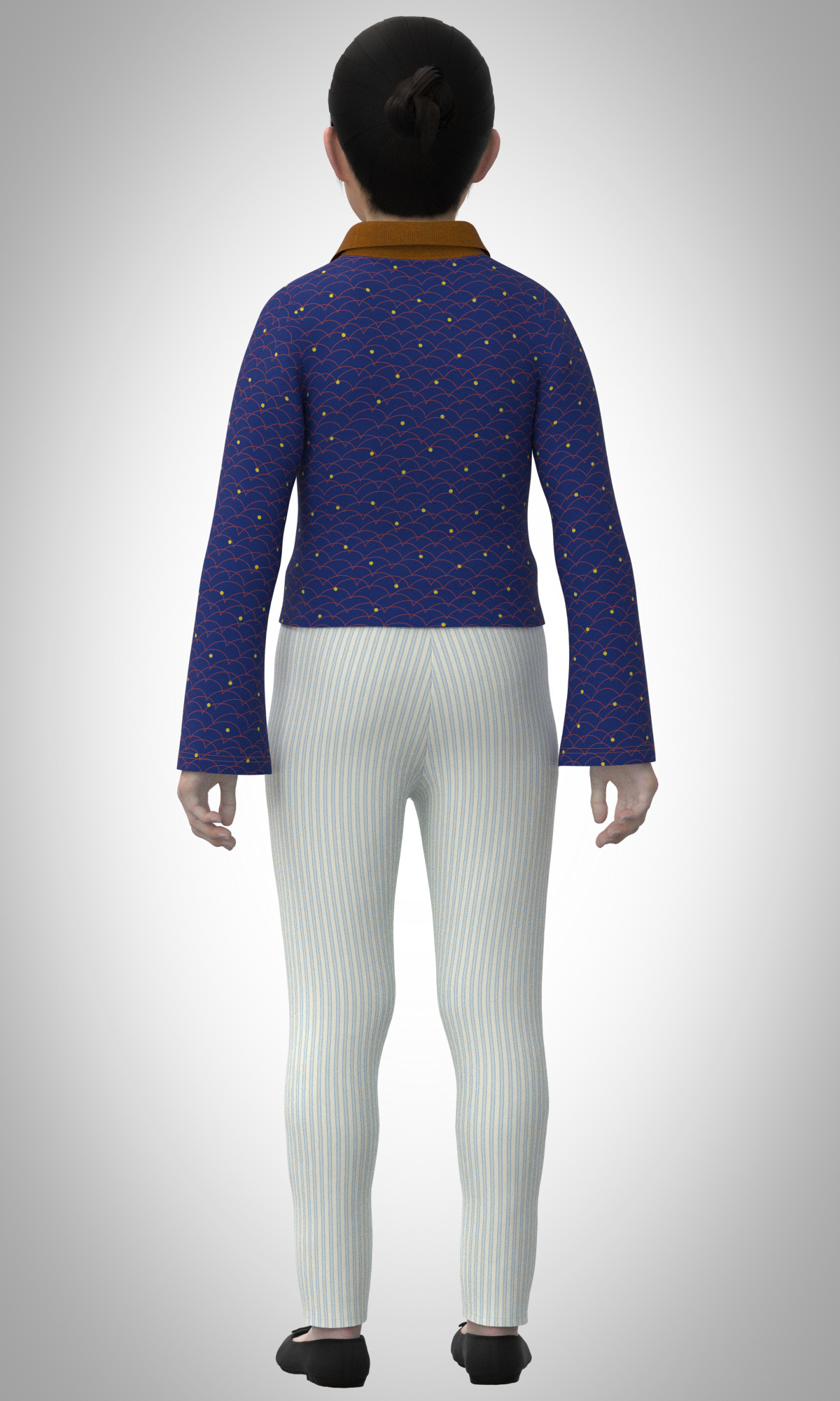 Kid girls Polo tshirt and blazer 2 sets of Model Low-poly 3D model_2