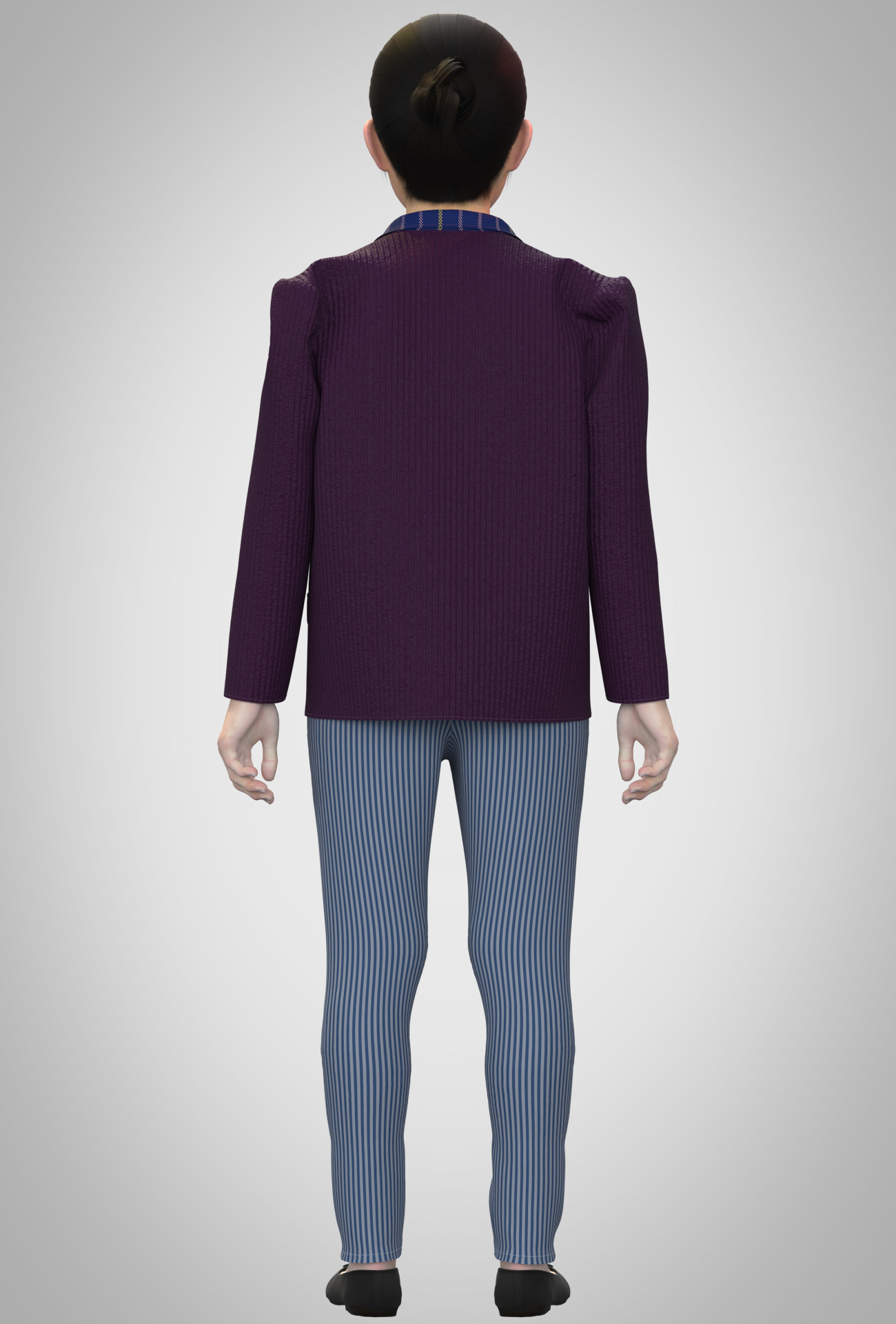 Kid girls Polo tshirt and blazer 2 sets of Model Low-poly 3D model_4