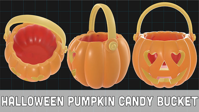 Halloween Pumpkin Candy Bucket Lantern Trick or Treat Pail 3D model