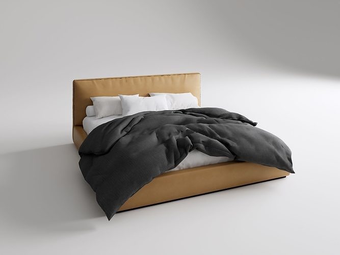 Modern Minimalist Leather Bed 3D model