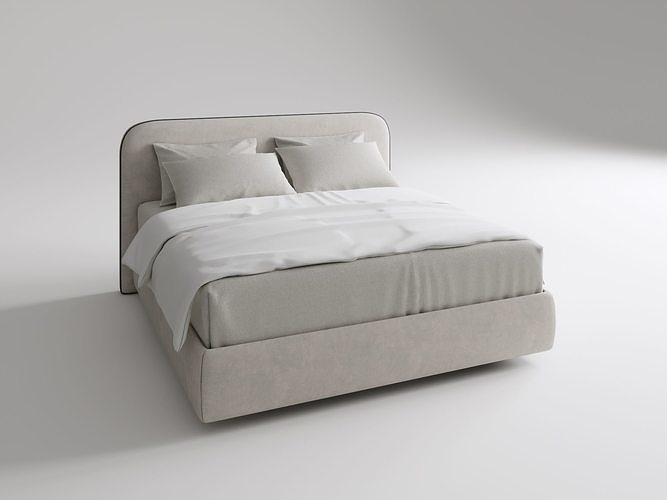 Modern Minimalist Fabric Upholstered Bed 3D model