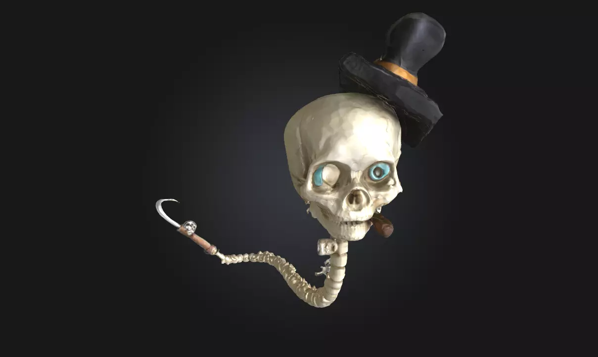 Skeleton Gentleman  Stylized Undead Character  3D model_0