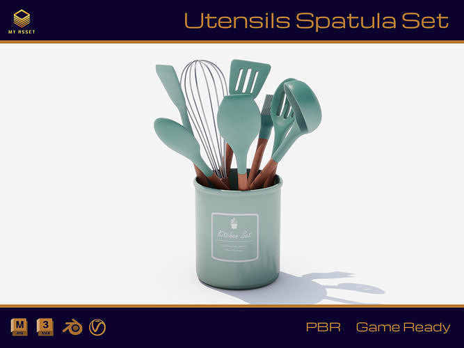 Utensils Spatula Set Low-poly 3D model