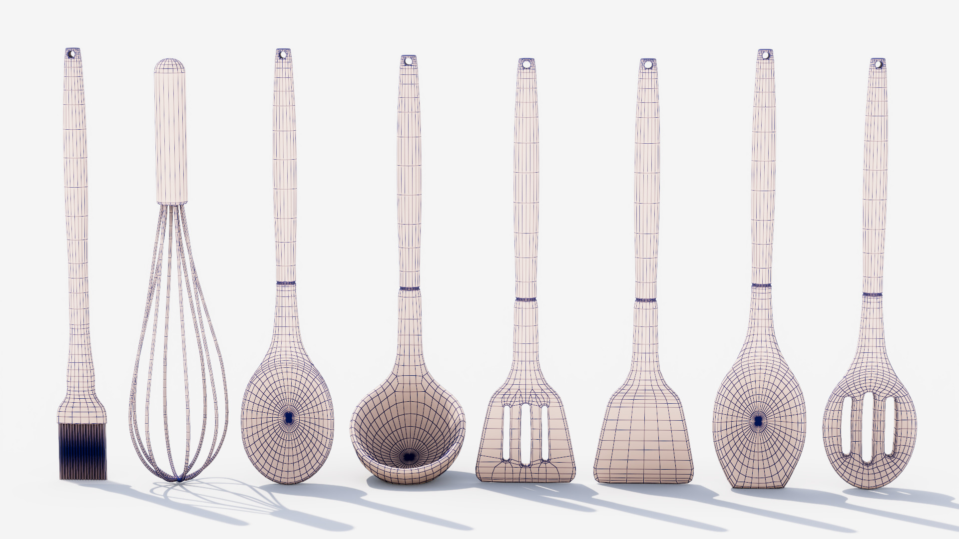 Utensils Spatula Set Low-poly 3D model_10