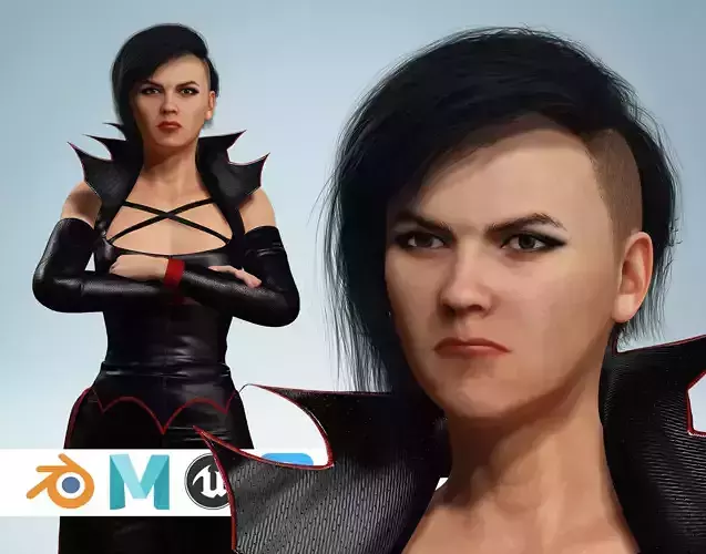 Dark Leather Sorceress Character Realistic Dark  Evil Low-poly 3D model