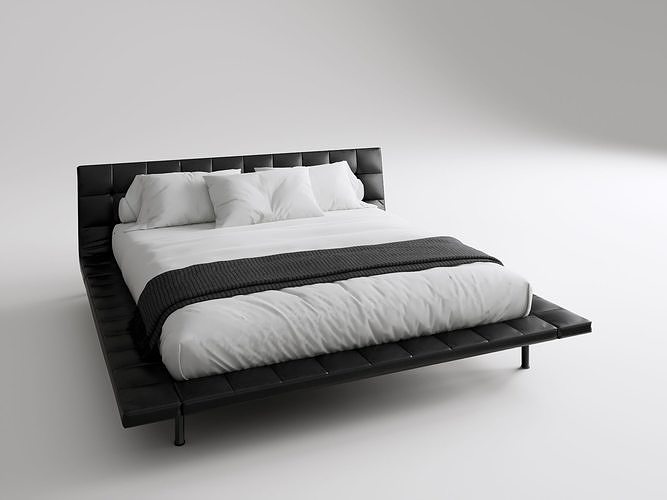 Modern Minimalist Leather Bed 3D model