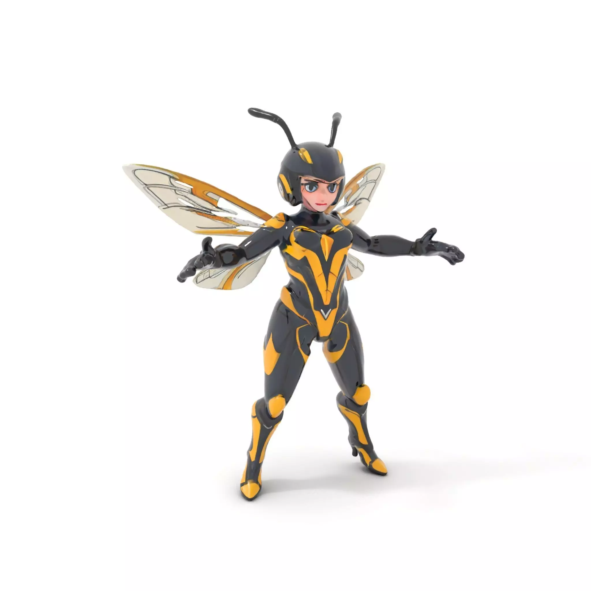 Insect Warrior Rigged and Animated D Model with Wings and Armor Low-poly 3D model