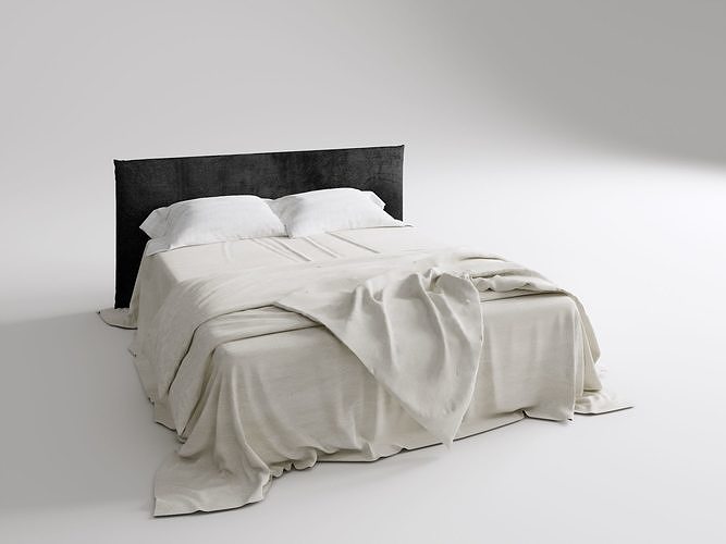 Simple Wabi - Sabi Style Fabric Bed 3D model