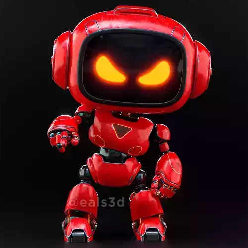 Cute Space Robot Rigged H-62 Red
