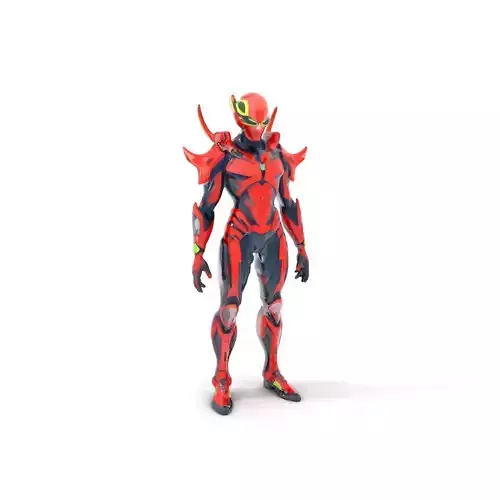 Cyber Warrior Rigged and Animated D Character Model Low-poly 3D model