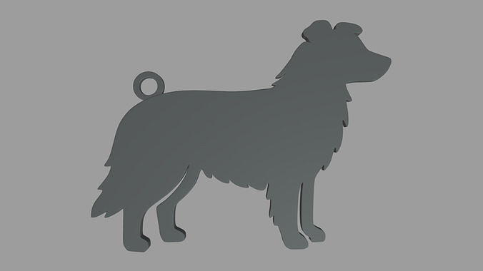 Border Collie Key Ring Chain 01 3D print model