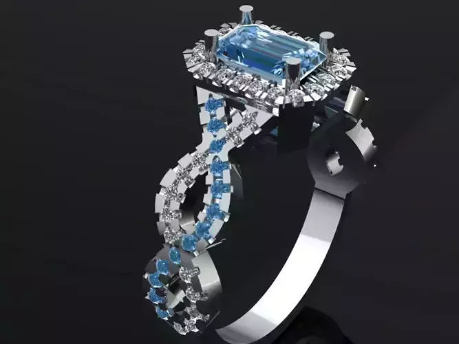 Elegant Twisted Shank Engagement Ring with Emerald