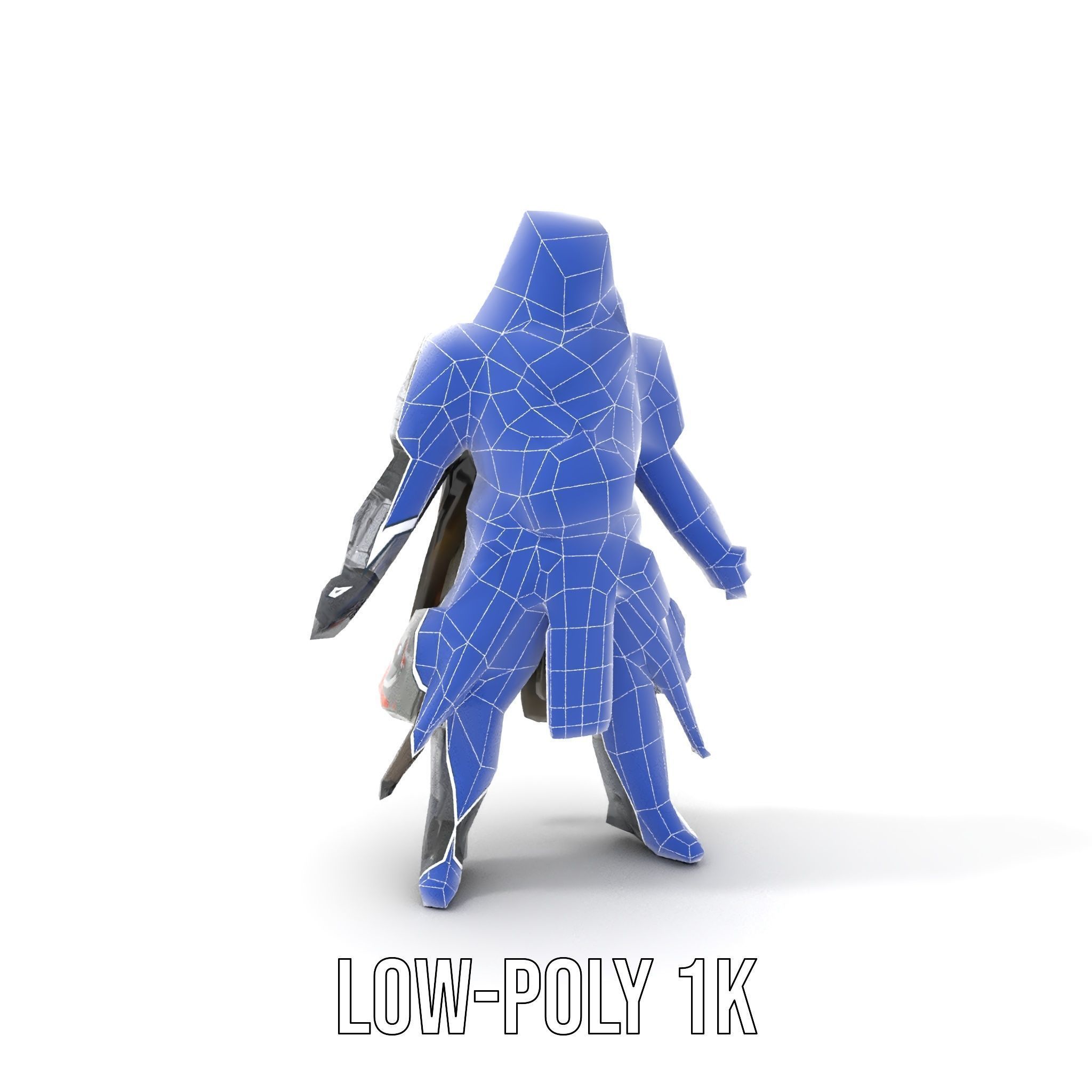 Futuristic Armored Warrior Character Model Rigged and Animated Low-poly 3D model_12