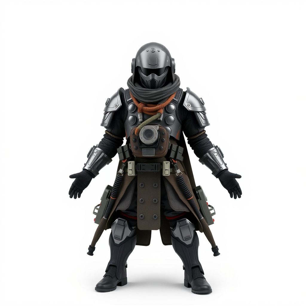 Futuristic Armored Warrior Character Model Rigged and Animated Low-poly 3D model_3