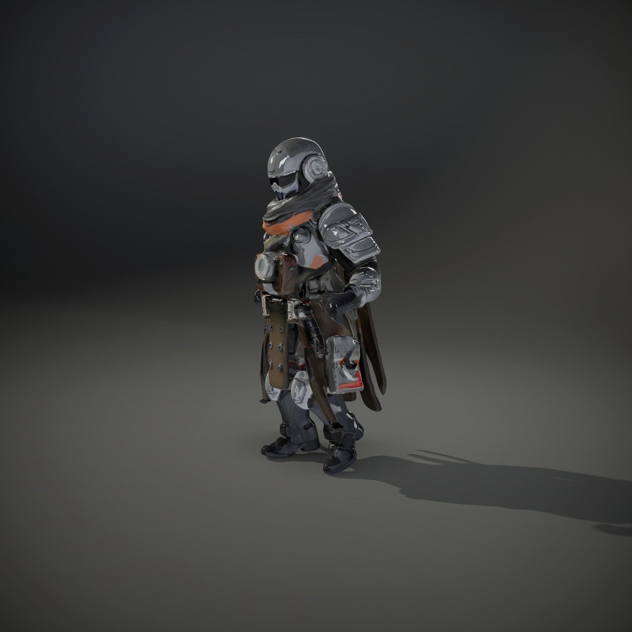 Futuristic Armored Warrior Character Model Rigged and Animated Low-poly 3D model_34