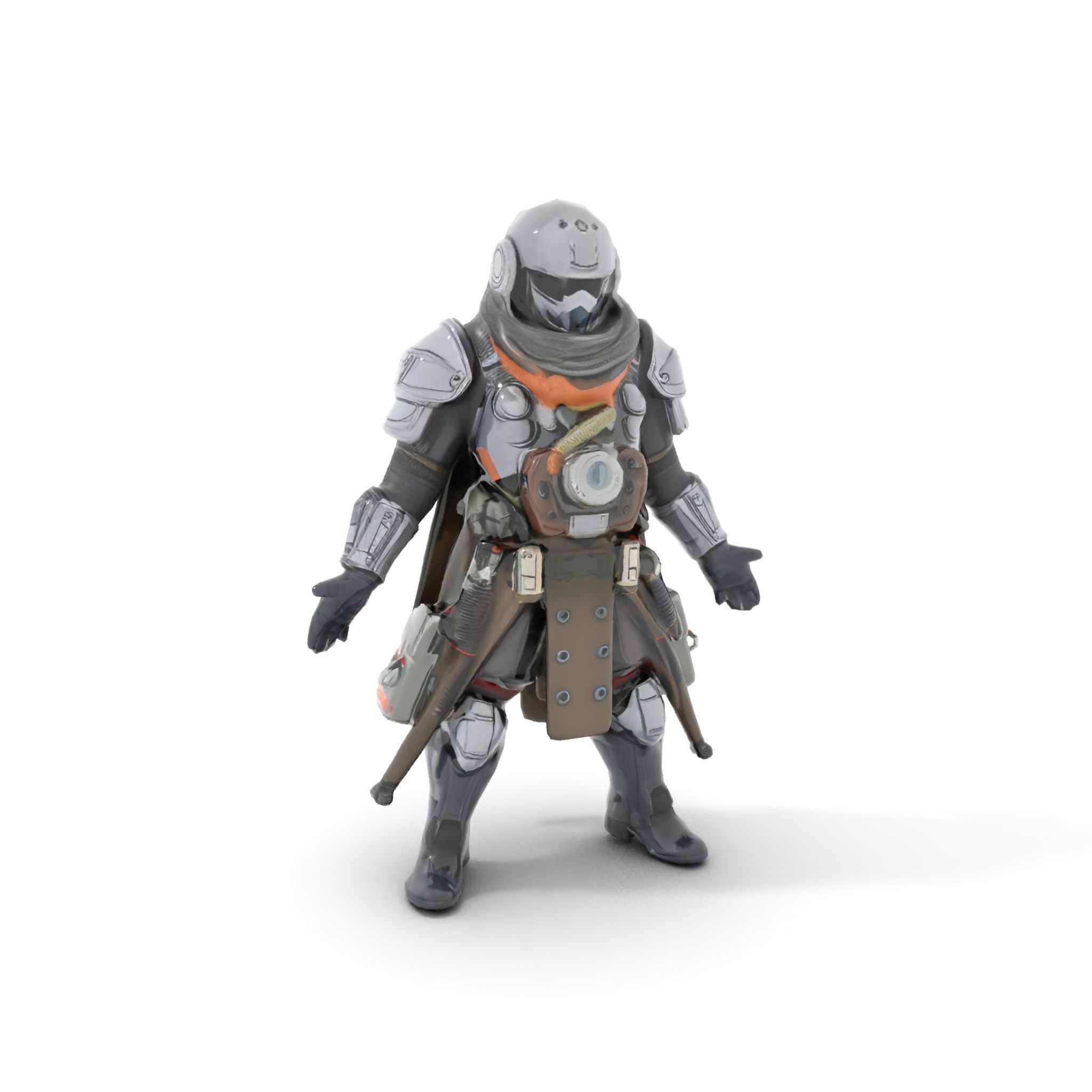 Futuristic Armored Warrior Character Model Rigged and Animated Low-poly 3D model_19