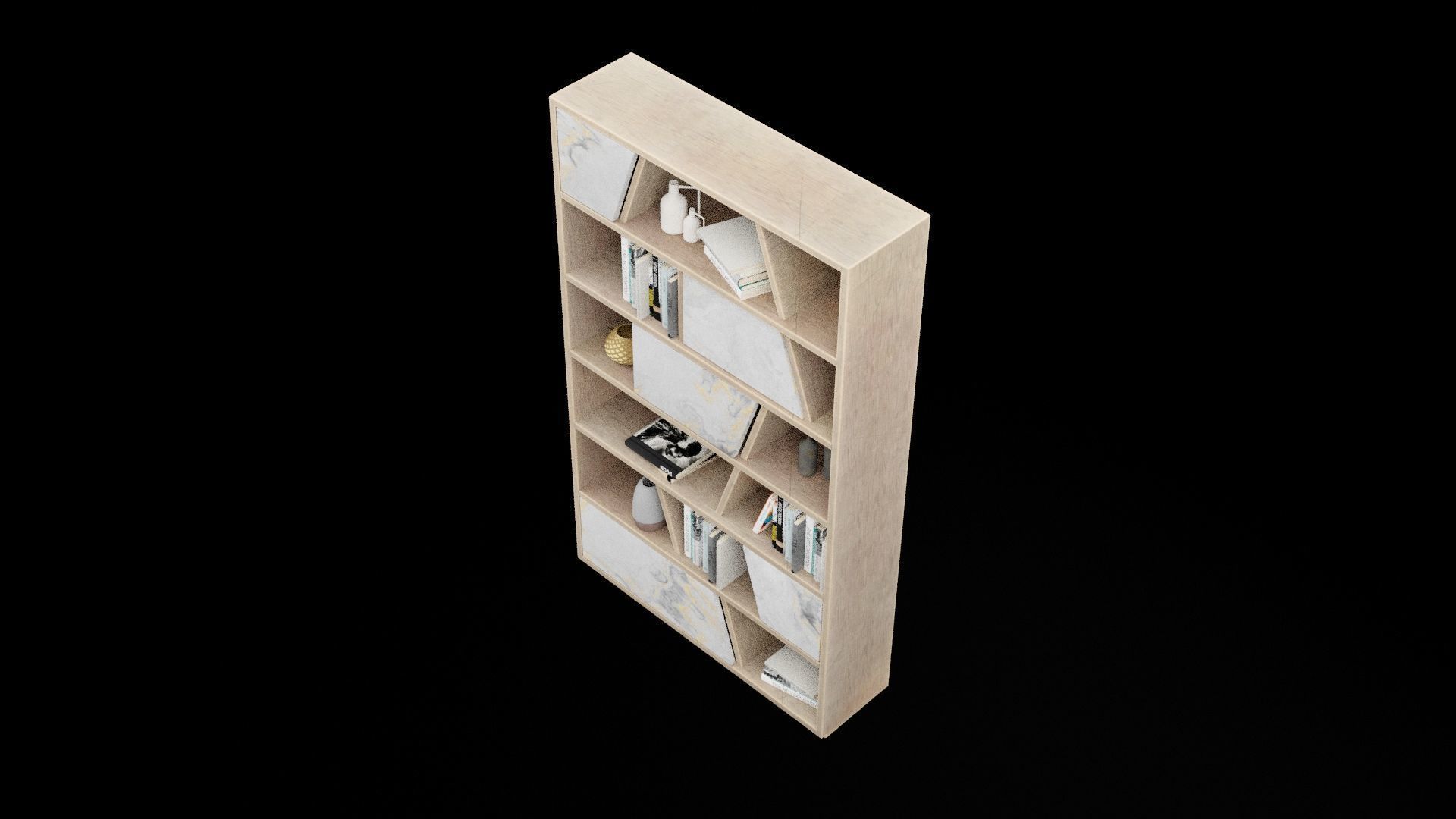 Bookshelf Low-poly 3D model_6