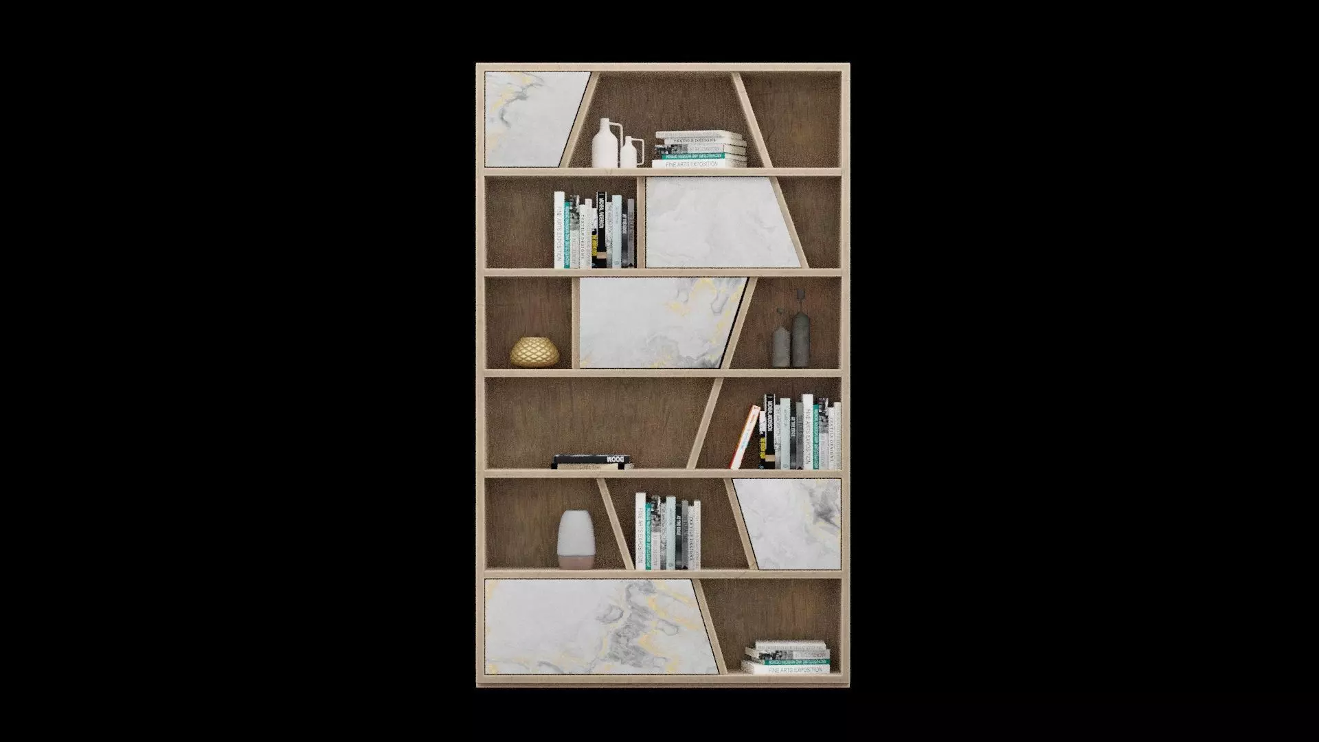 Bookshelf Low-poly 3D model_0