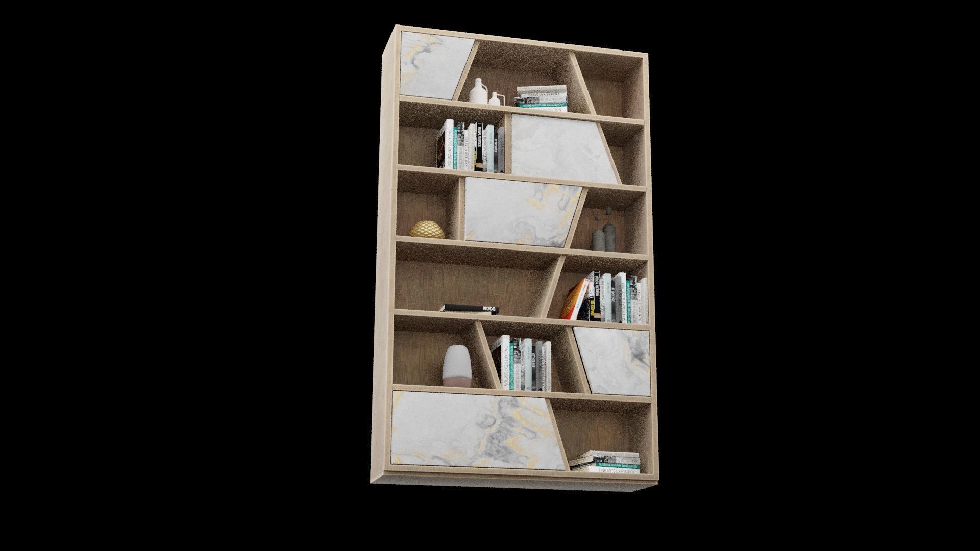 Bookshelf Low-poly 3D model_5