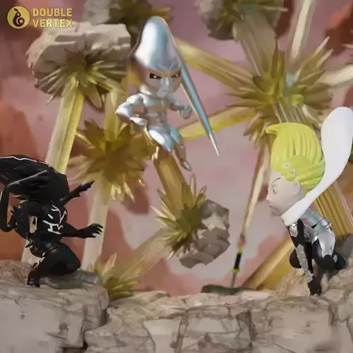 Monster Garou VS Platinum Sperm VS Flashy Flash Diorama