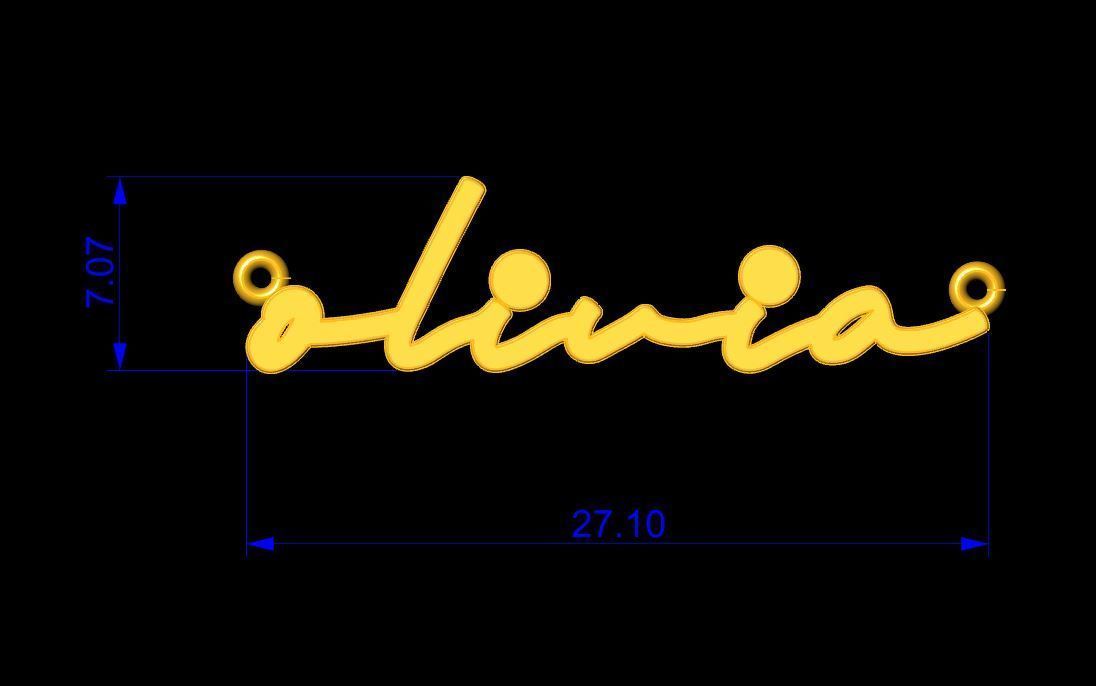 Custom Diamond Name Pendant OLIVIA 3D print model_6