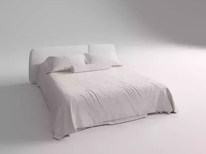 Minimalist Wabi - Sabi Style White Fabric Bed