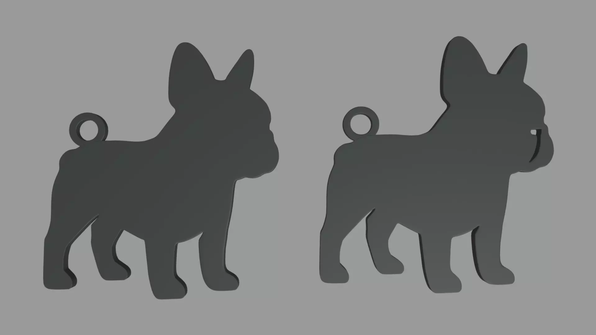 French Bulldog Key Ring Chain 01 3D print model