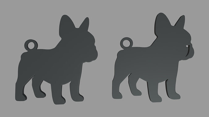 French Bulldog Key Ring Chain 01 3D print model