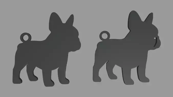 French Bulldog Key Ring Chain 01 3D print model