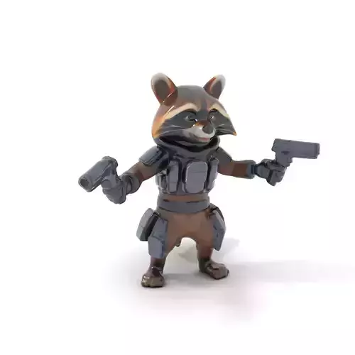 Rigged and Animated Armored Raccoon with Dual Pistols Charact... Low-poly 3D model