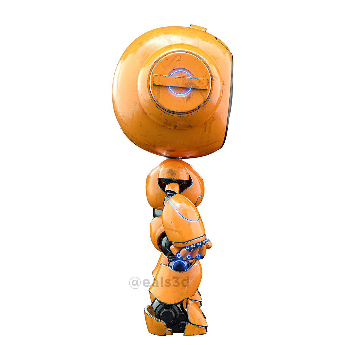 Cute Space Robot Rigged H-62 Yellow 3D model_21