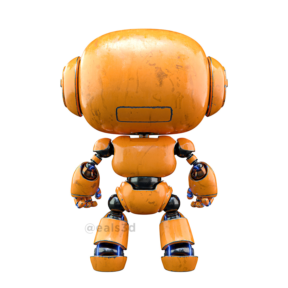 Cute Space Robot Rigged H-62 Yellow 3D model_22