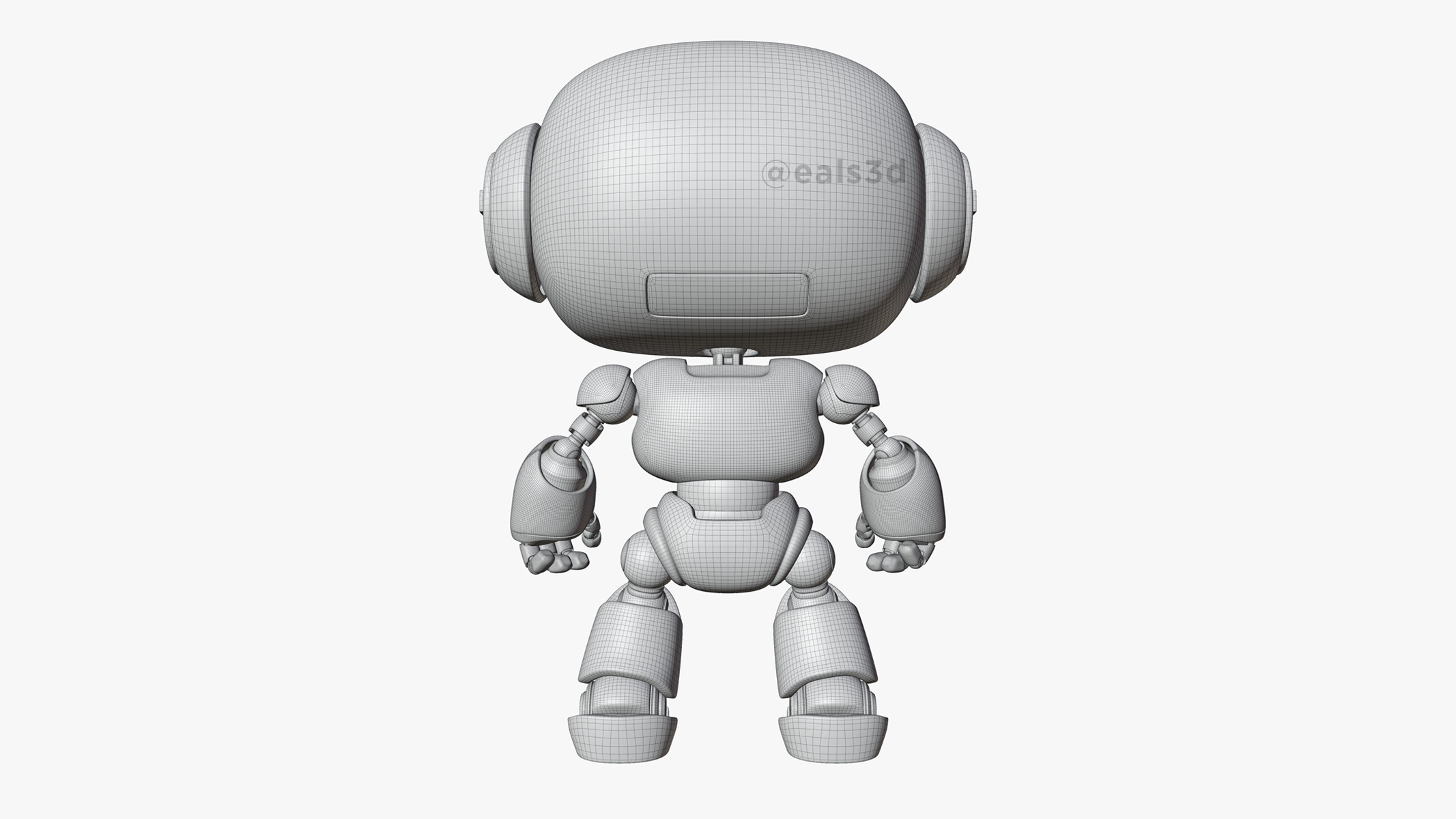 Cute Space Robot Rigged H-62 Yellow 3D model_17