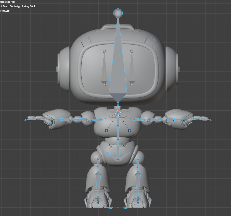 Cute Space Robot Rigged H-62 Yellow 3D model_9