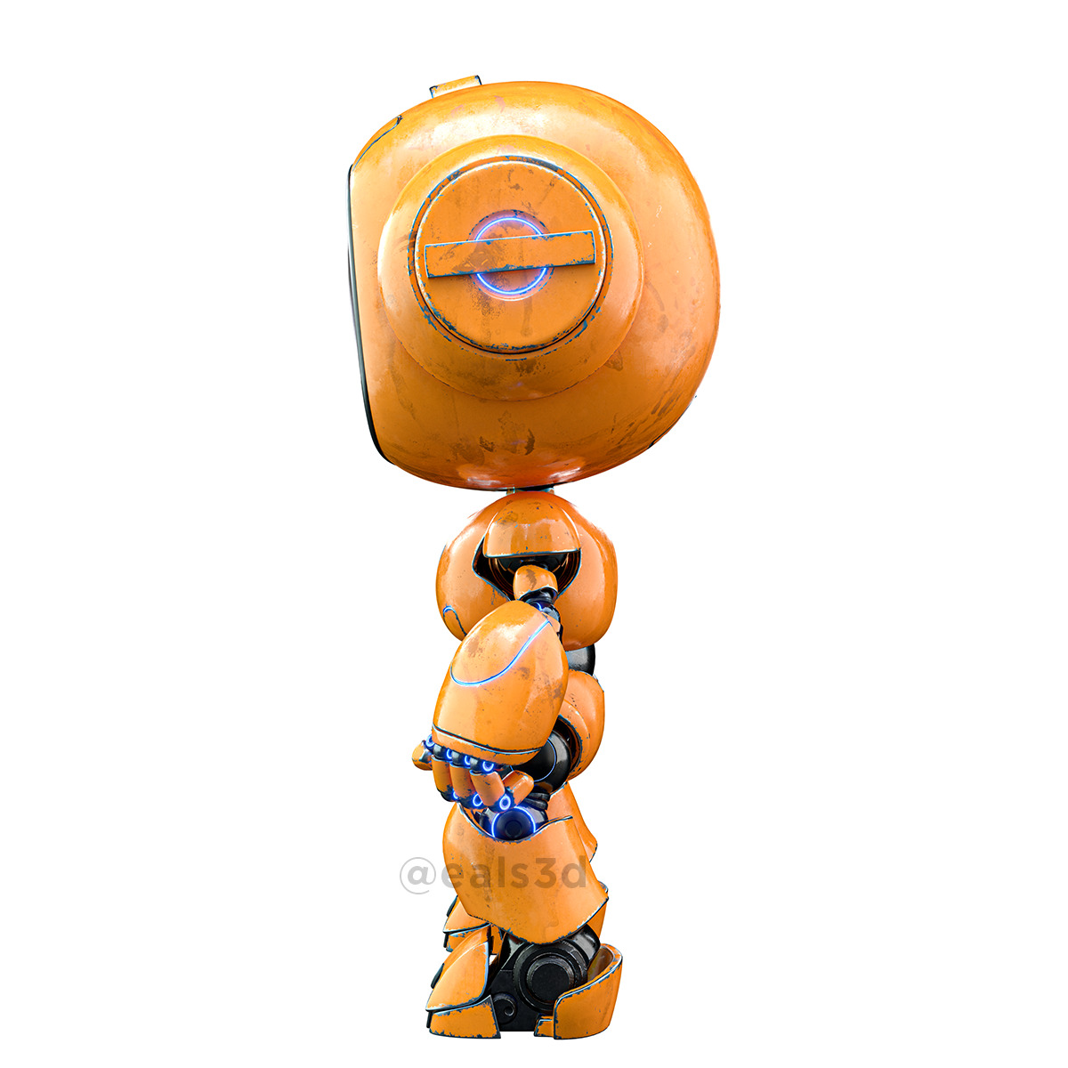 Cute Space Robot Rigged H-62 Yellow 3D model_6