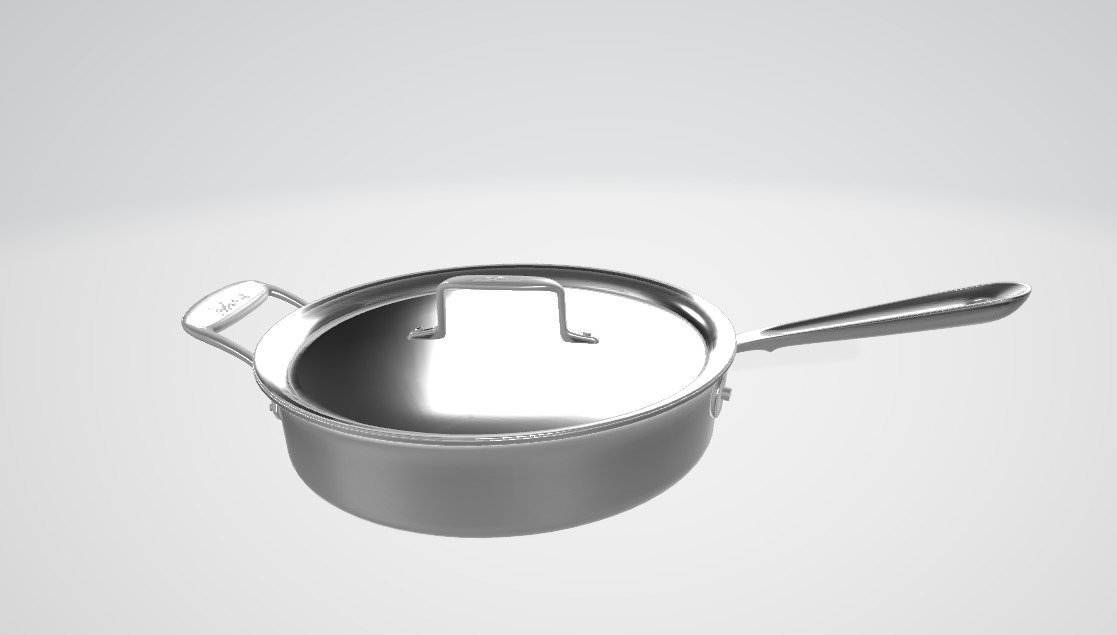 Stainless Steel 6 Quart Essential Pan 3D model_1