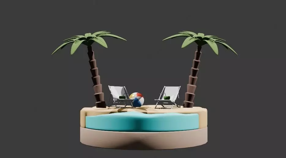 lowpoly beach Low-poly 3D model_0