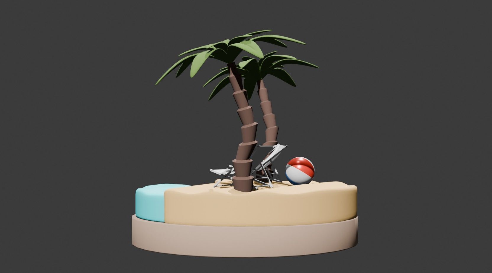 lowpoly beach Low-poly 3D model_2